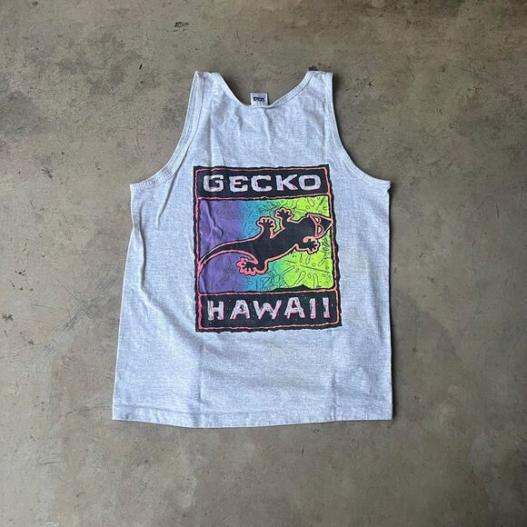 Gecko Hawaii 90s Tank top Rare Mens size L - Picture 1 of 3